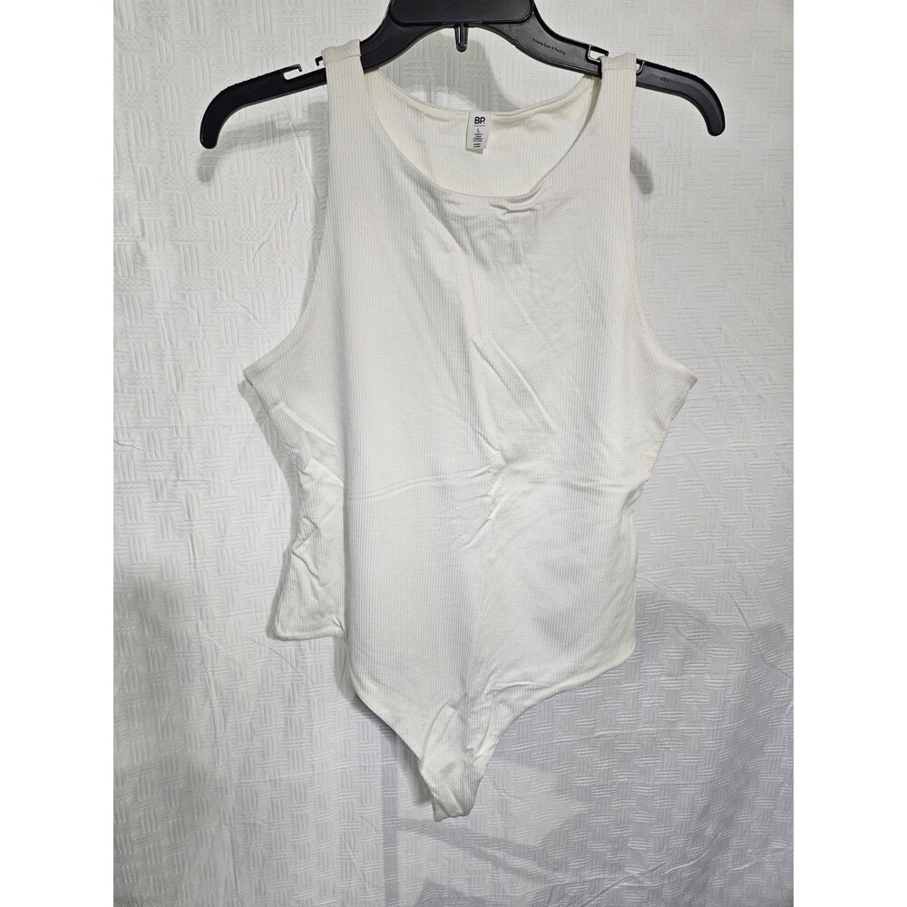 Sz L - BP Ribbed Tank Bodysuit White
